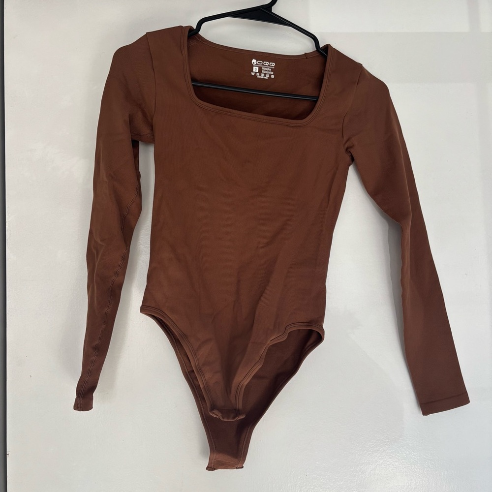 OQQ Brown Long Sleeve Bodysuit